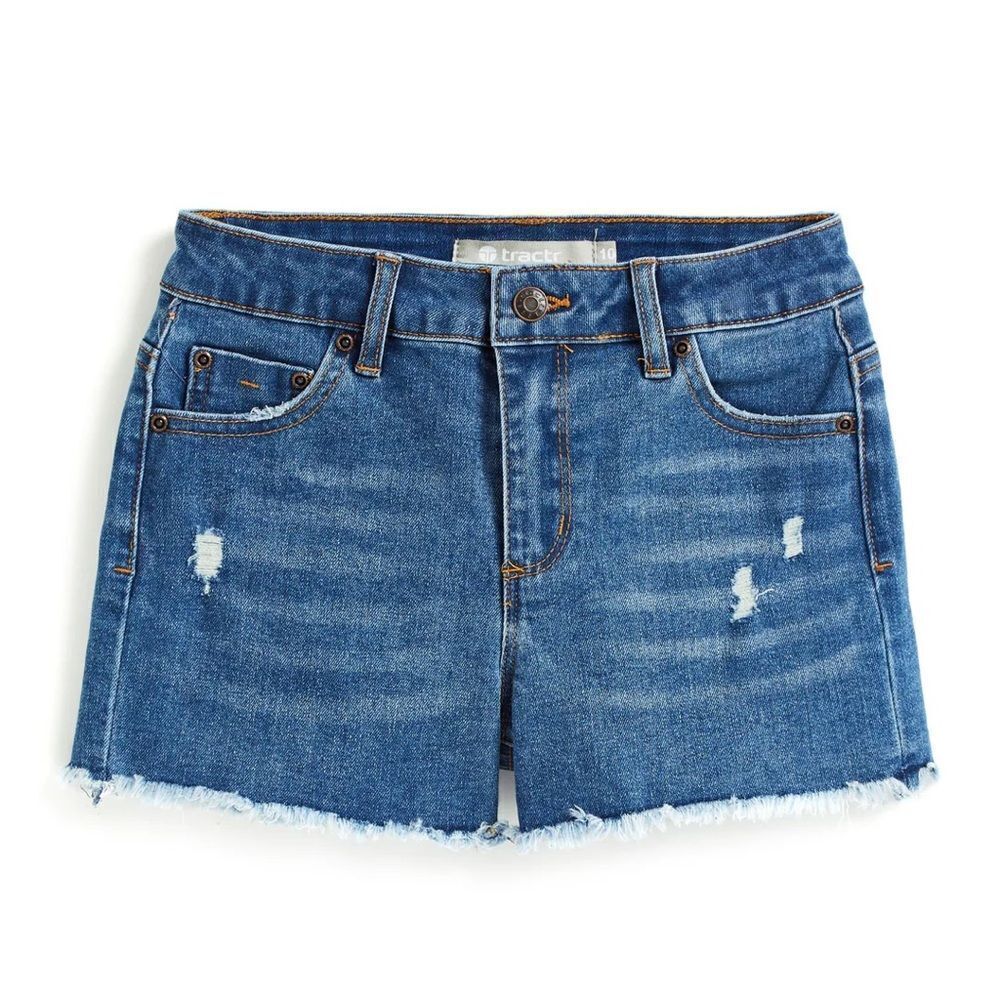 Tactr Girls Brittany 5 Pocket Fray Hem Shorts in Indigo. Size 14.